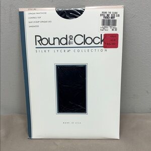 VTG Round the Clock Opaque Pantyhose Control Top Sandaltoe #382 SZ CD Navy